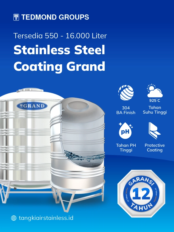 Rekomendasi Tandon Air Stainless Coating Merk Grand 