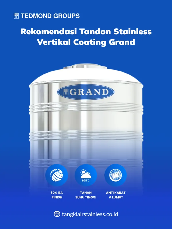 Rekomendasi Tandon Stainless Vertikal Coating Grand