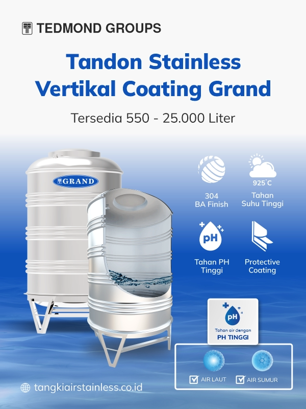 Keunggulan Tandon Stainless Vertikal Coating Grand