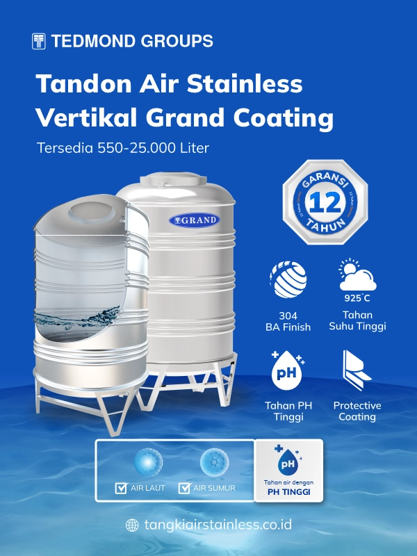 Keunggulan Tandon Stainless Vertikal Coating Grand