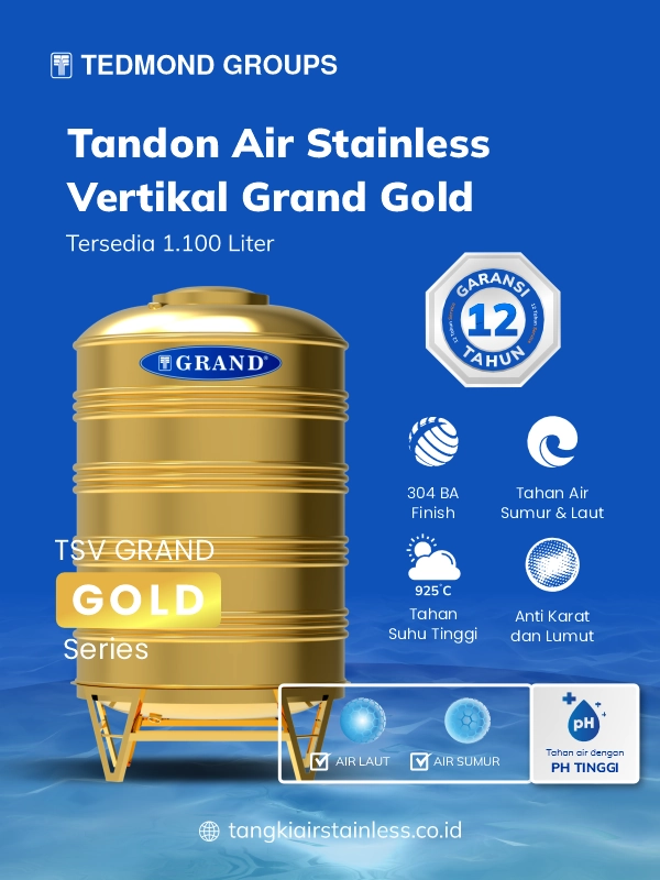 Keunggulan Tandon Stainless Vertikal Gold Grand