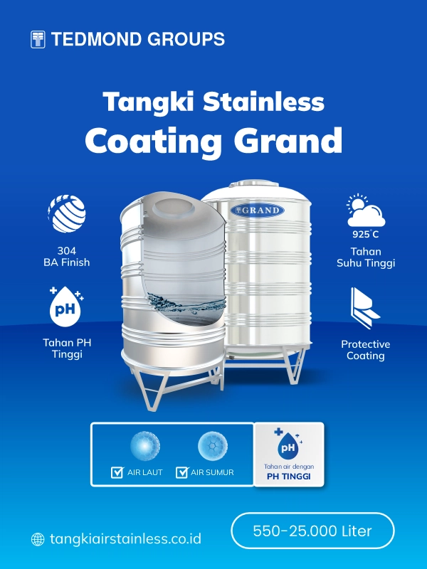 Keunggulan Tandon Stainless Vertikal Coating Grand