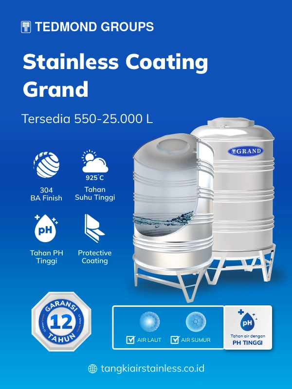 Keunggulan Tandon Stainless Vertikal Coating Grand
