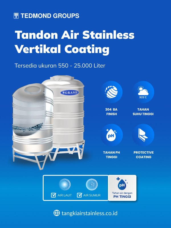 Berbagai Keunggulan Tandon Air Stainless Vertikal Coating