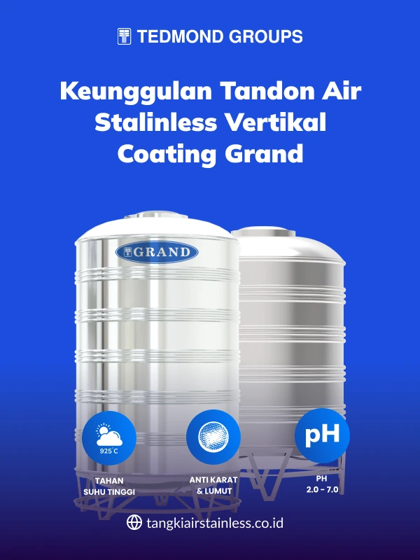 Berbagai Keunggulan Tandon Air Stainless Vertikal Coating Grand