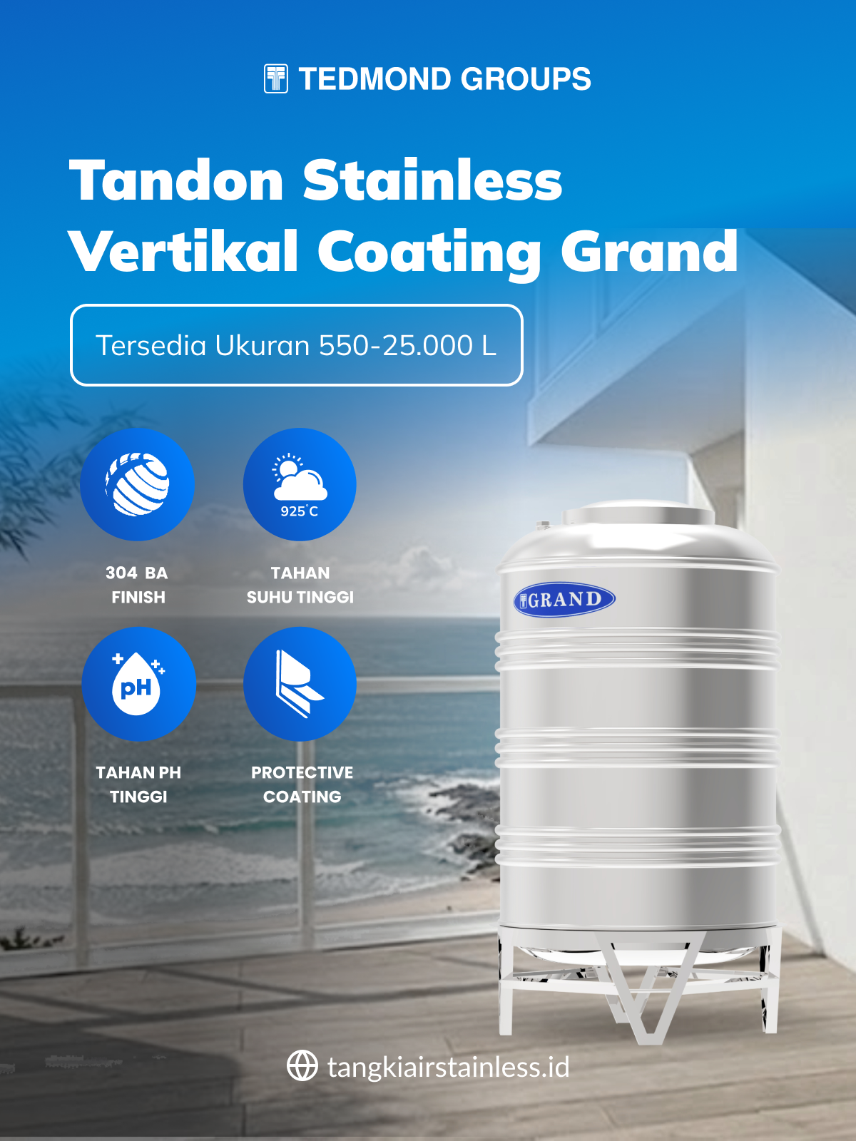 Beragam Kelebihan Tandon Stainless Vertikal Coating Grand