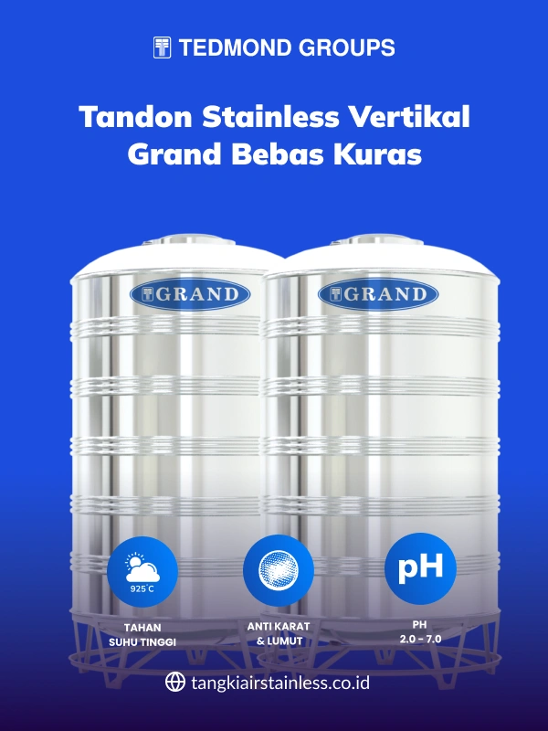 Tandon Stainless Vertikal Grand Bebas Kuras