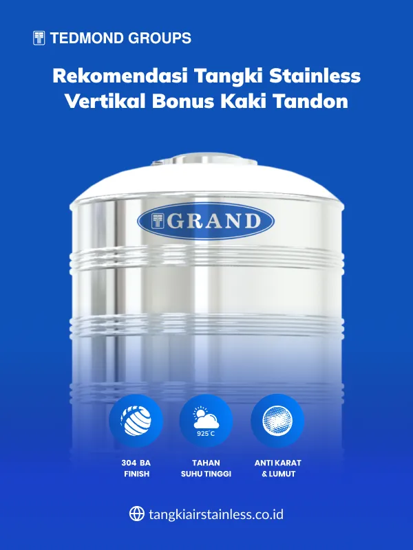 Rekomendasi Tangki Stainless Vertikal Bonus Kaki Tandon